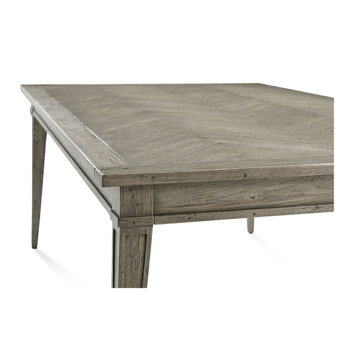 Italian Herringbone Extension Table - Grey Oak - English Georgian America