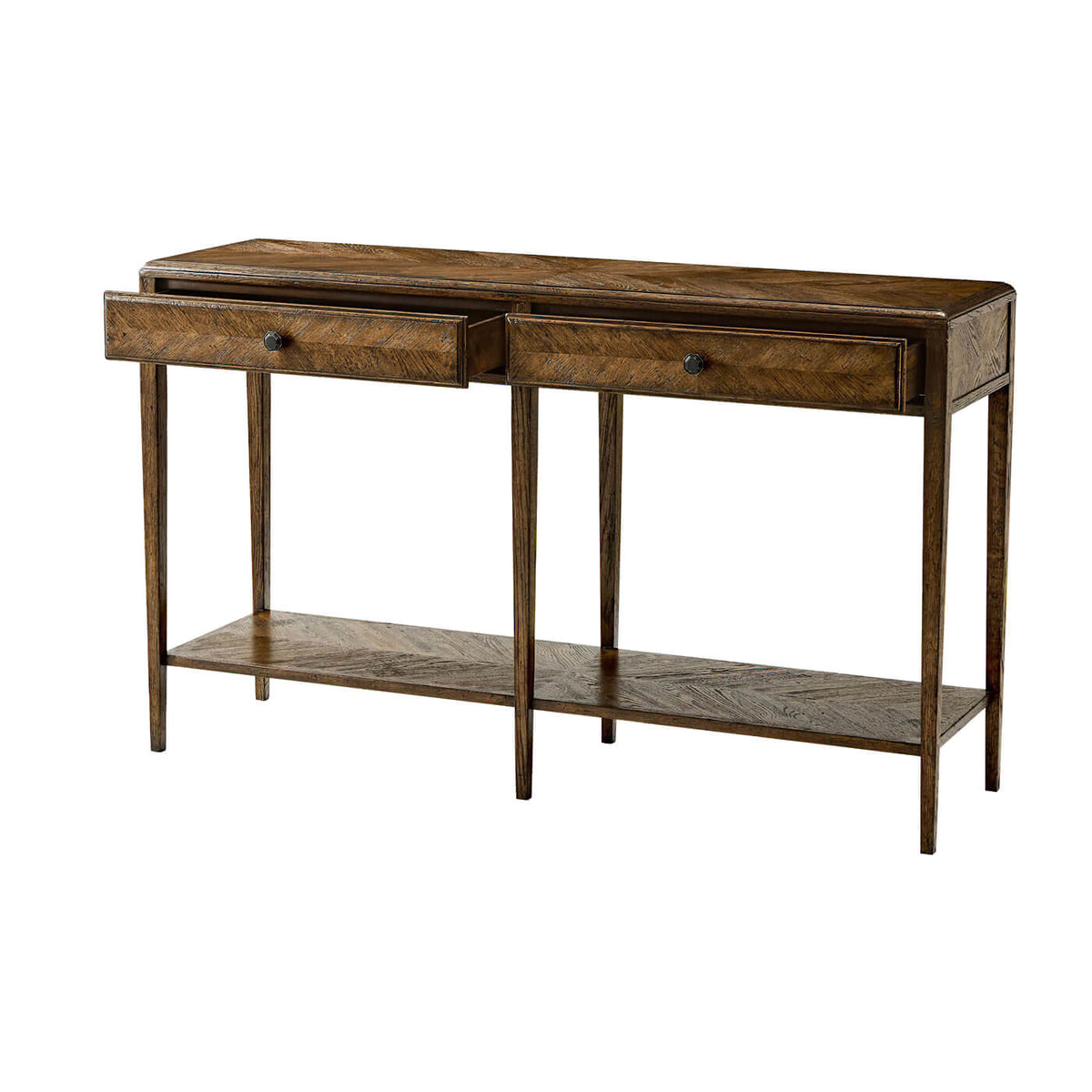 Italian Neo Classic Oak Console Table - English Georgian America
