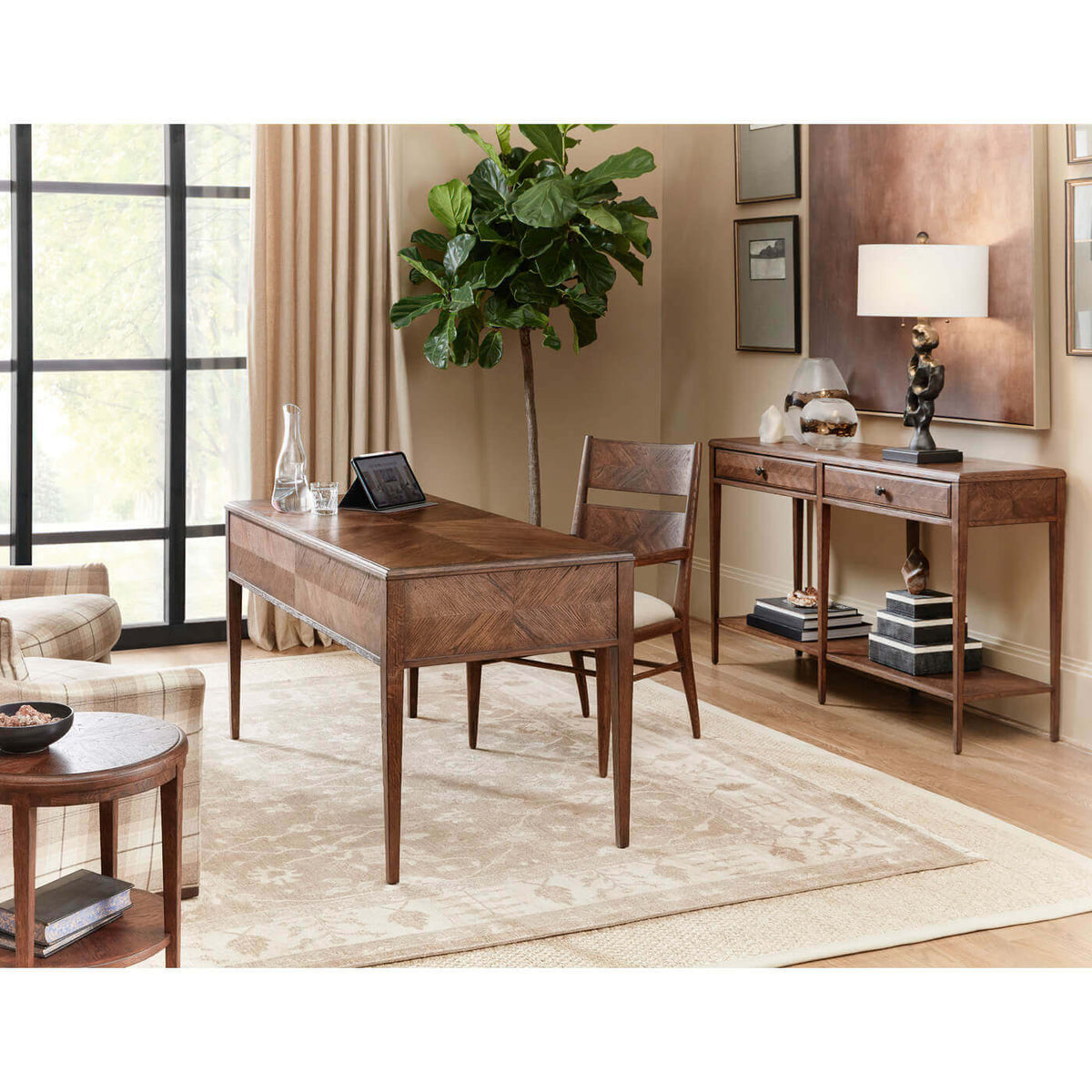 Italian NeoClassic Oak Parquetry Desk - English Georgian America