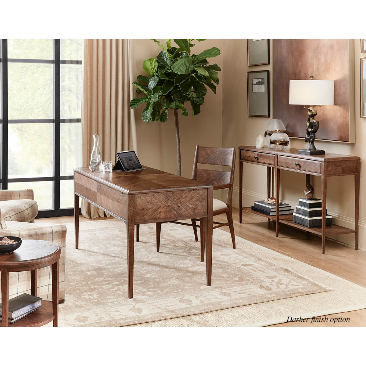 Italian NeoClassic Oak Parquetry Desk - Natural - English Georgian America