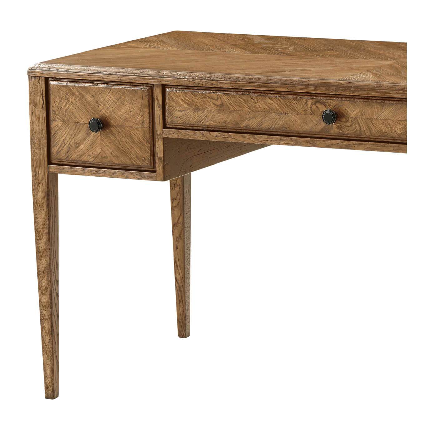 Italian NeoClassic Oak Parquetry Desk - Natural - English Georgian America