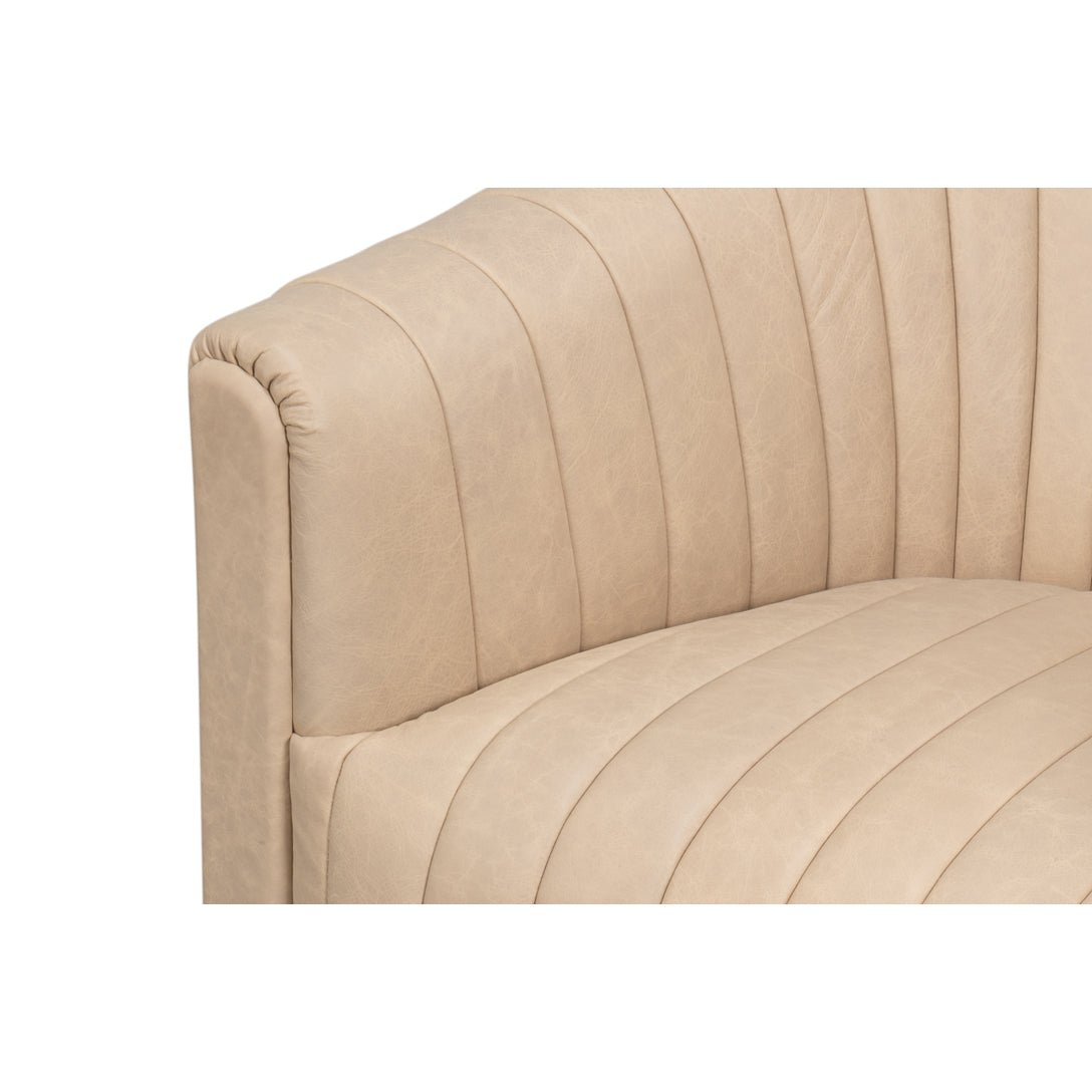 Ivory Leather Channel Tufted Swivel Chair - English Georgian America