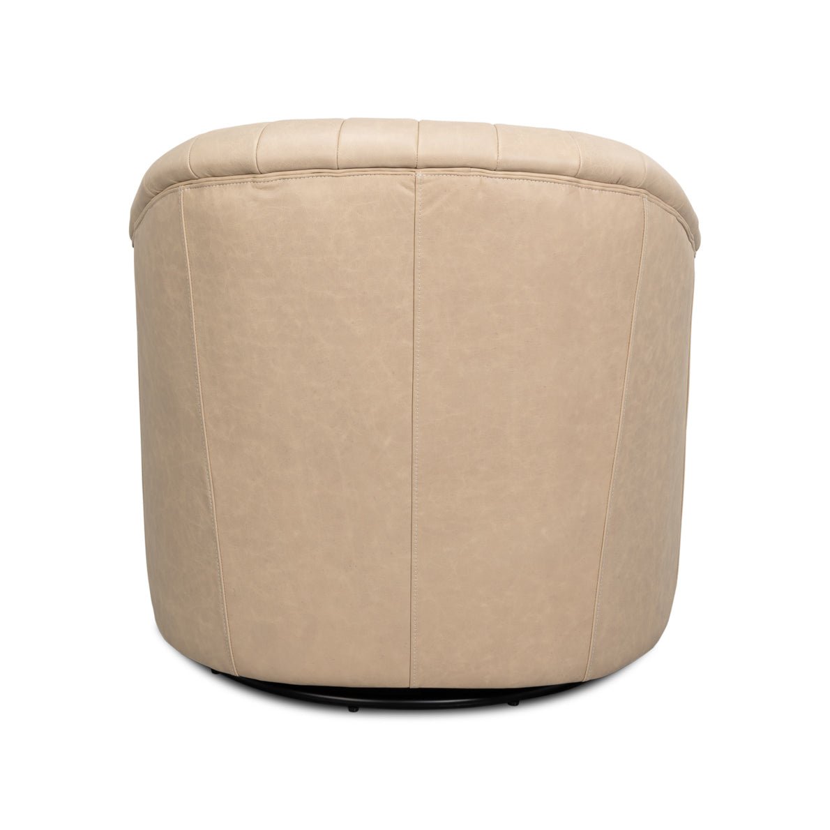 Ivory Leather Channel Tufted Swivel Chair - English Georgian America