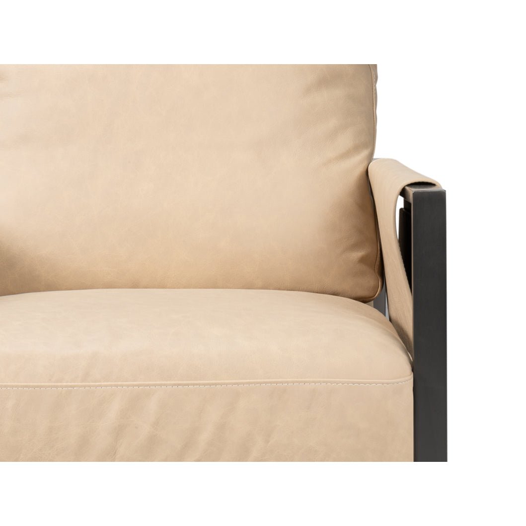 Ivory Leather Sling Accent Chair - English Georgian America