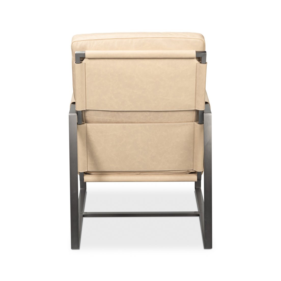 Ivory Leather Sling Accent Chair - English Georgian America