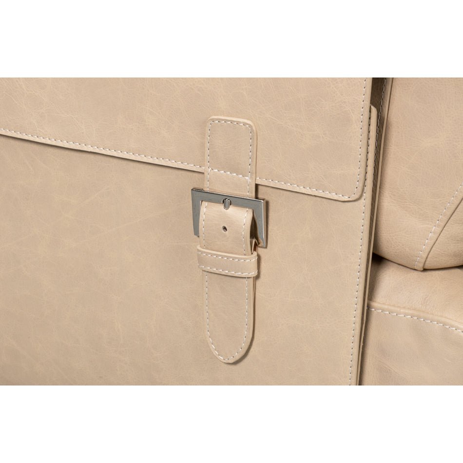 Ivory Leather Sling Accent Chair - English Georgian America