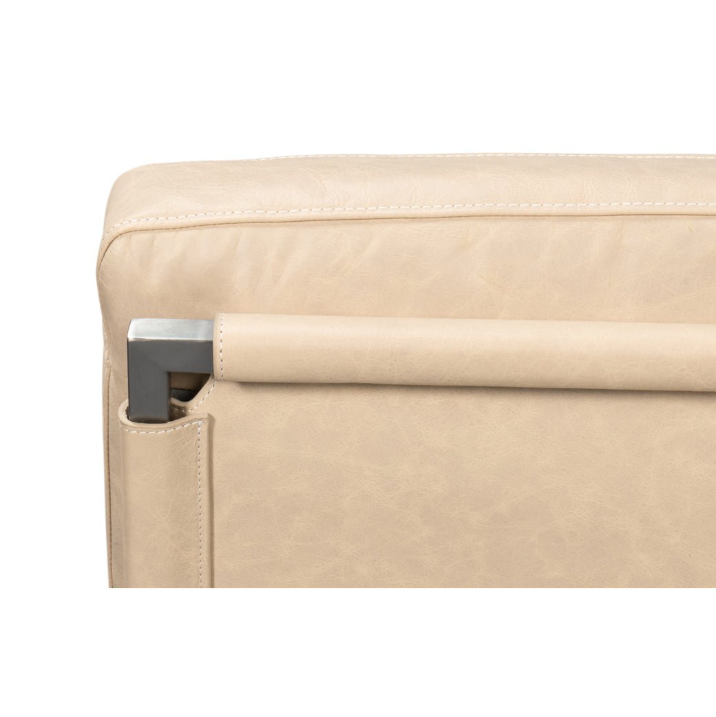 Ivory Leather Sling Accent Chair - English Georgian America