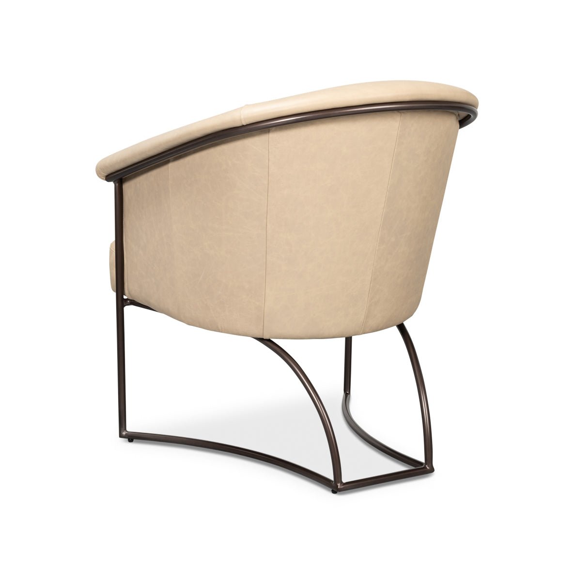 Ivory Leather Tub Chair - English Georgian America