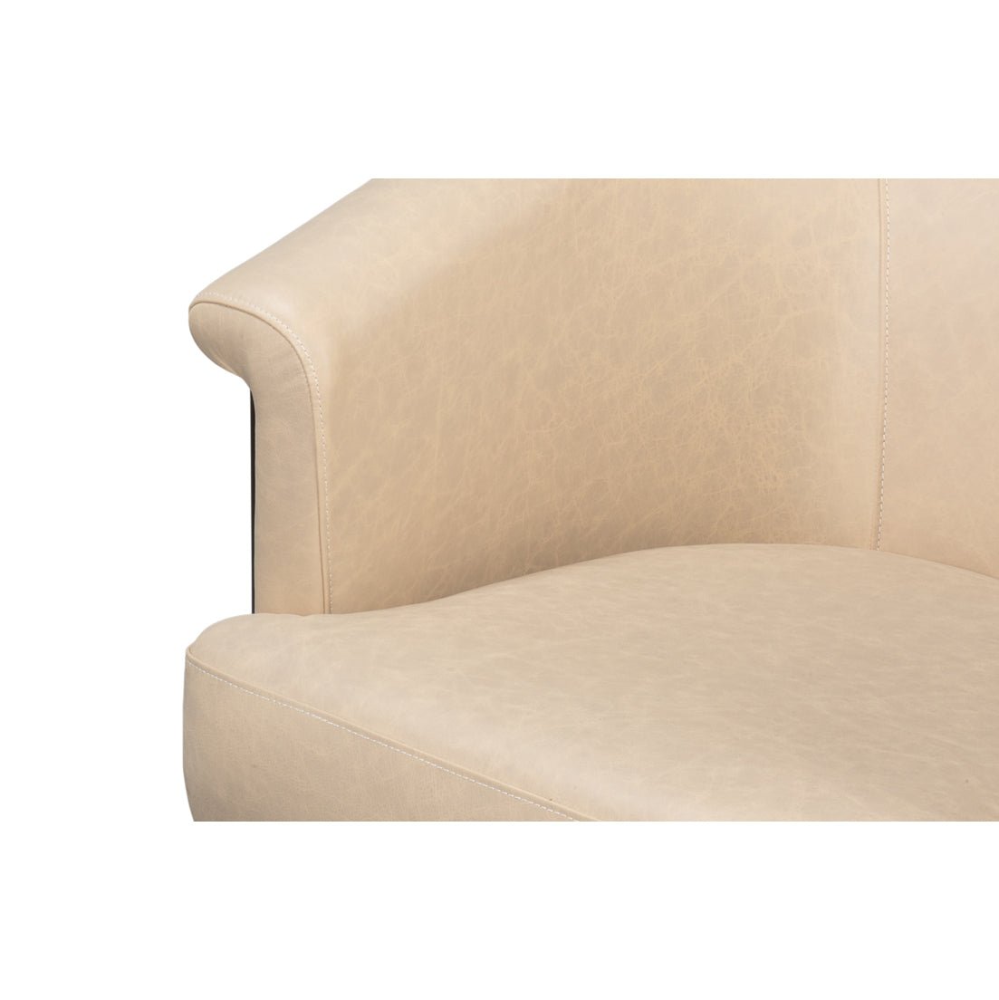 Ivory Leather Tub Chair - English Georgian America