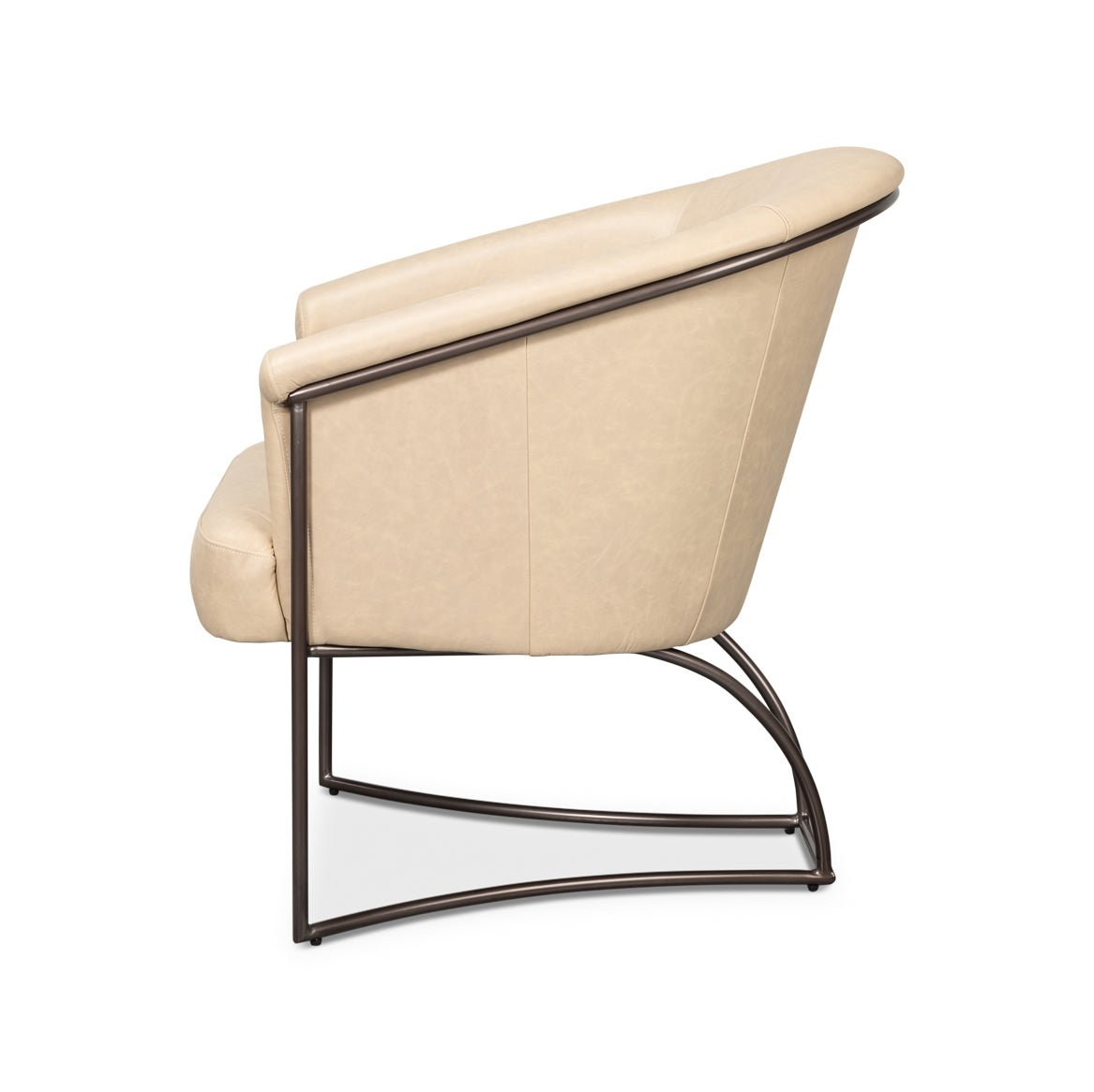 Ivory Leather Tub Chair - English Georgian America