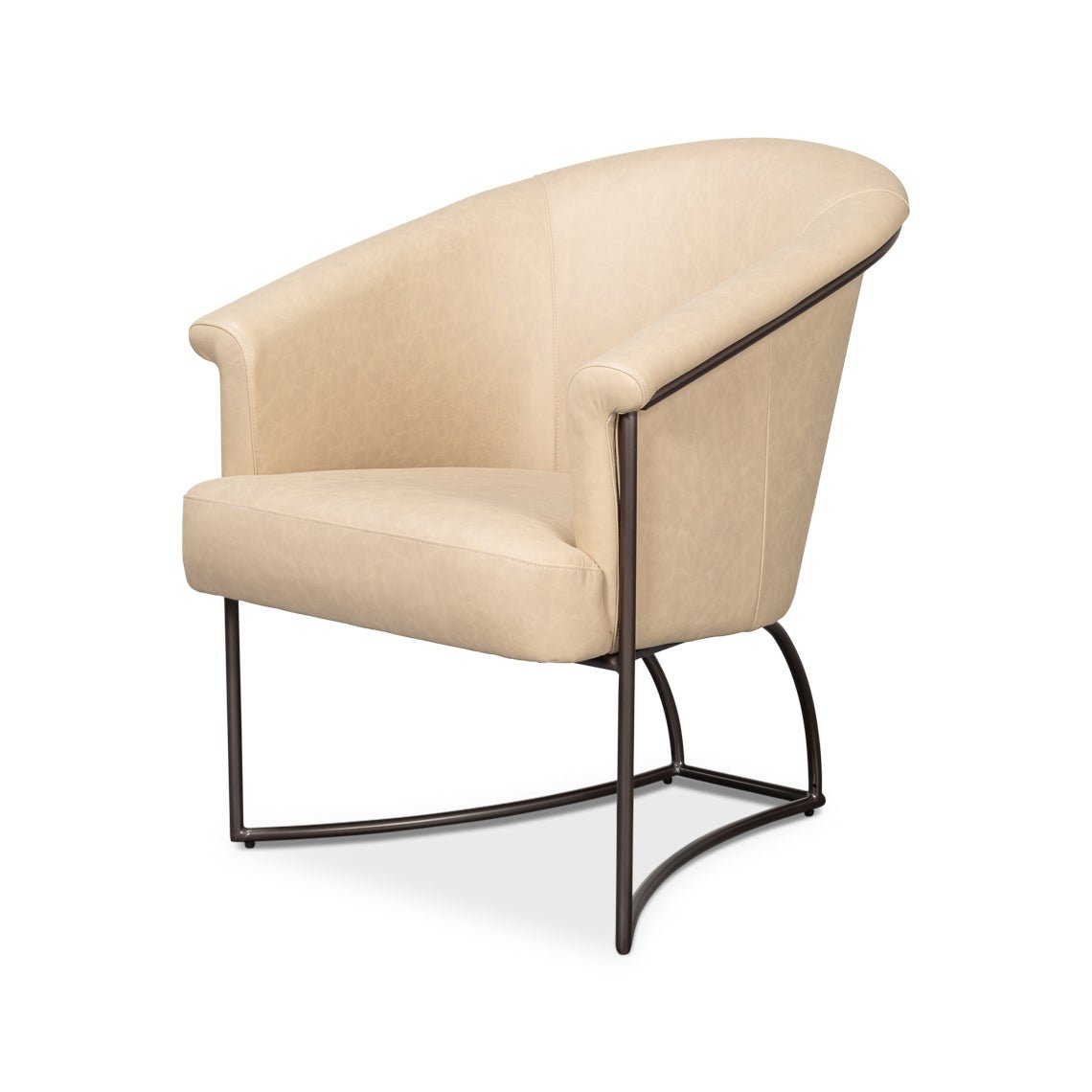 Ivory Leather Tub Chair - English Georgian America