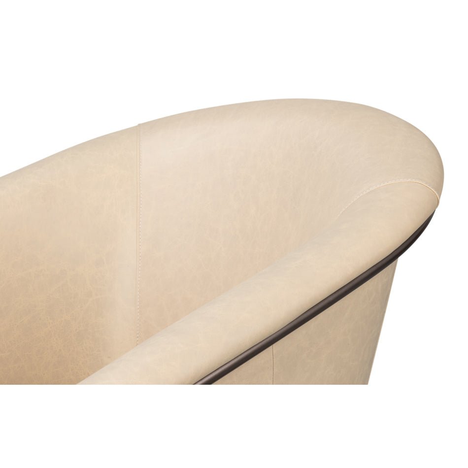 Ivory Leather Tub Chair - English Georgian America