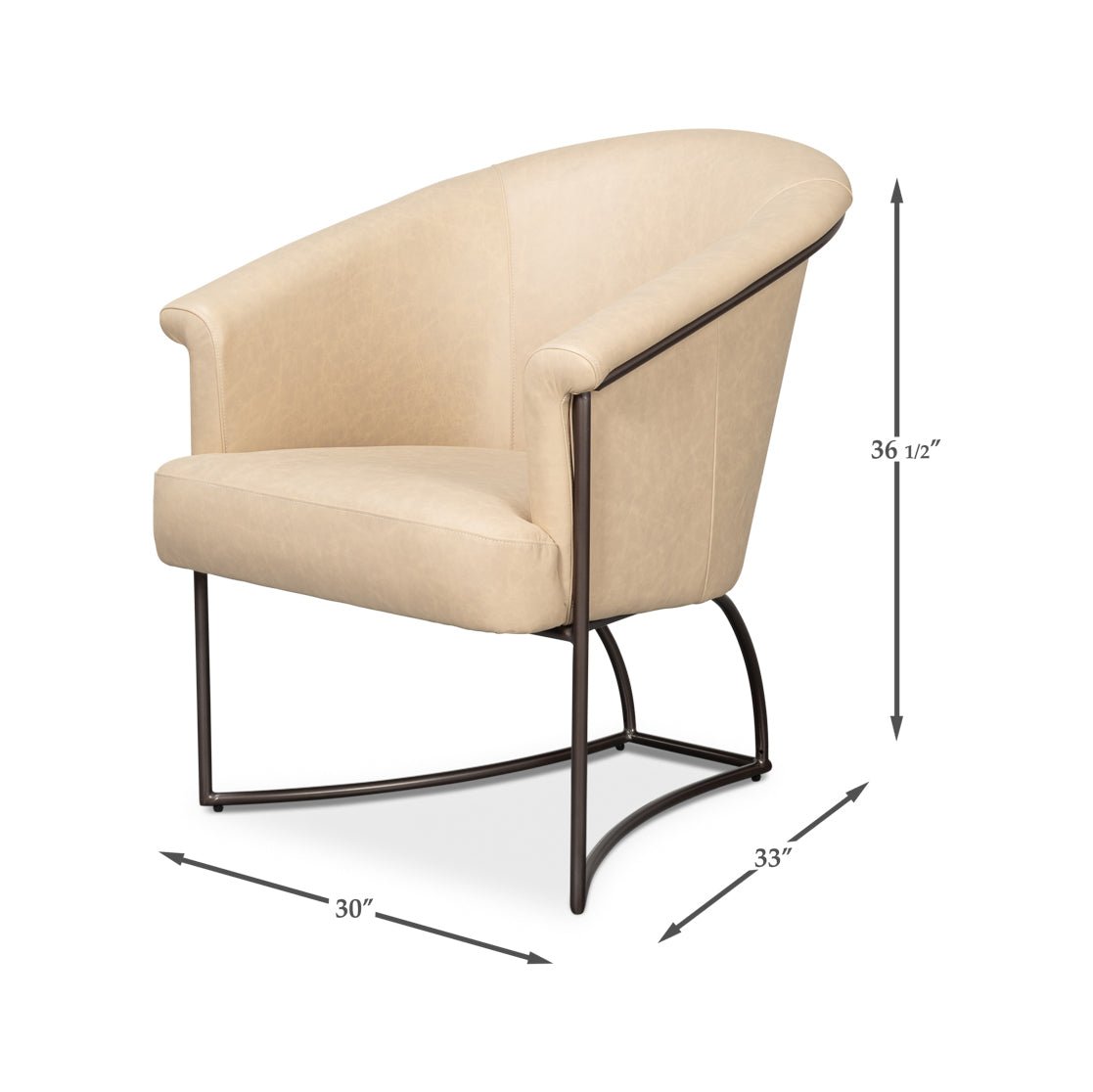 Ivory Leather Tub Chair - English Georgian America