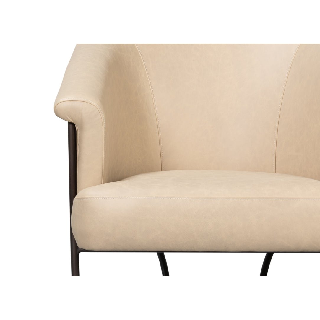 Ivory Leather Tub Chair - English Georgian America