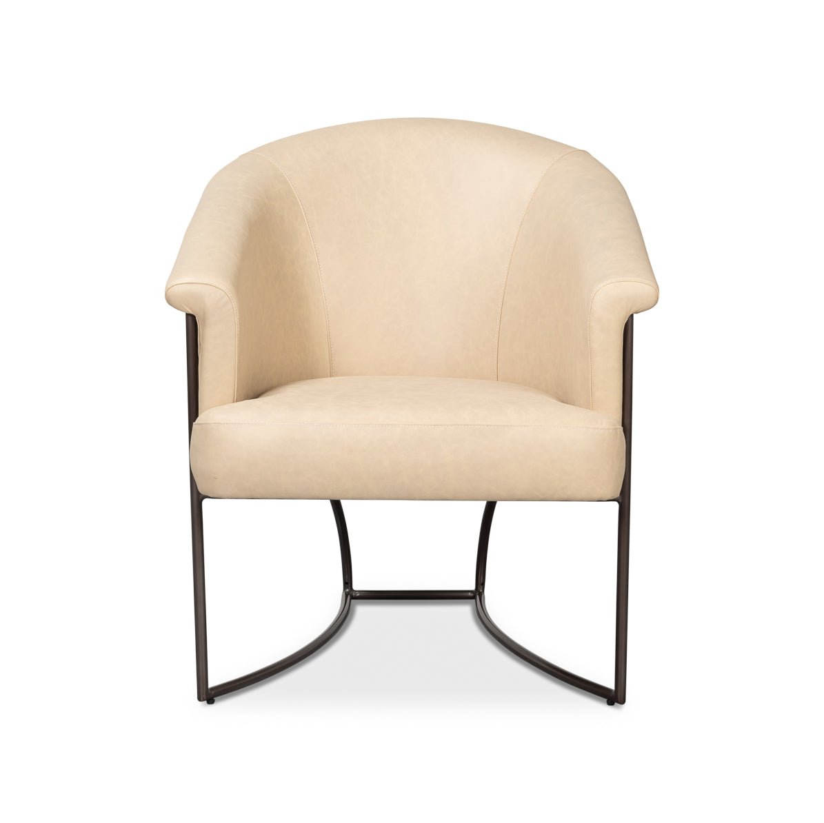 Ivory Leather Tub Chair - English Georgian America