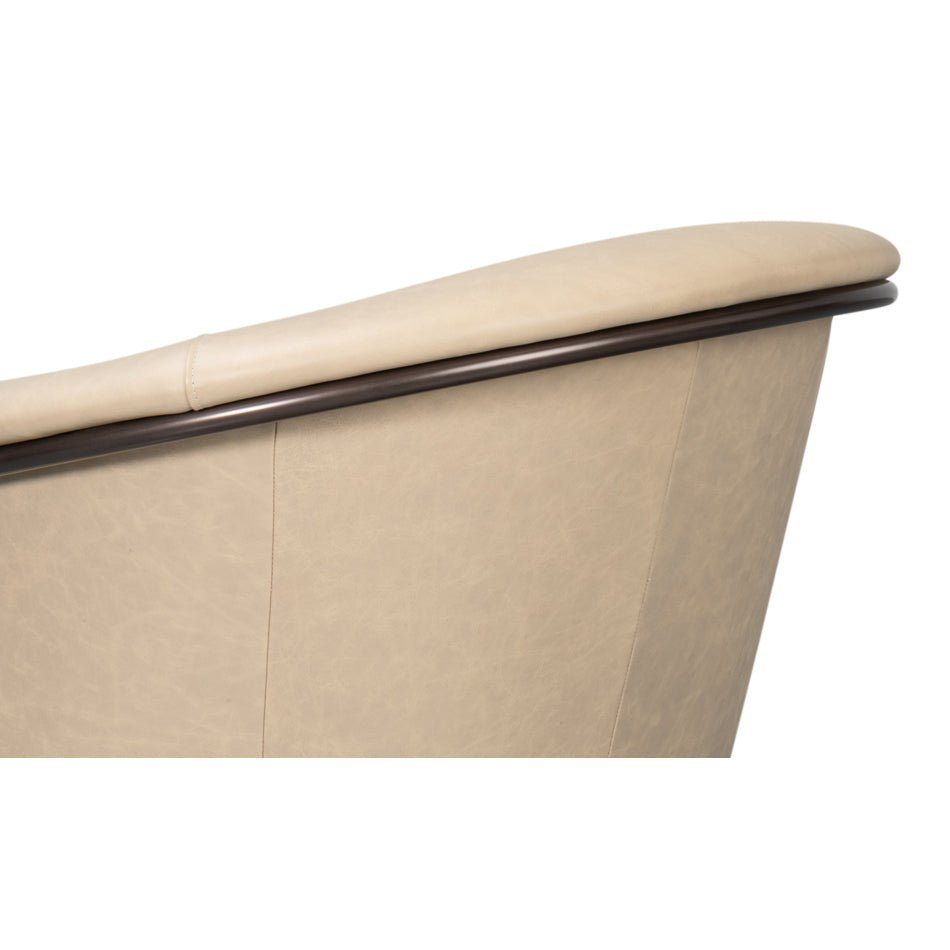 Ivory Leather Tub Chair - English Georgian America