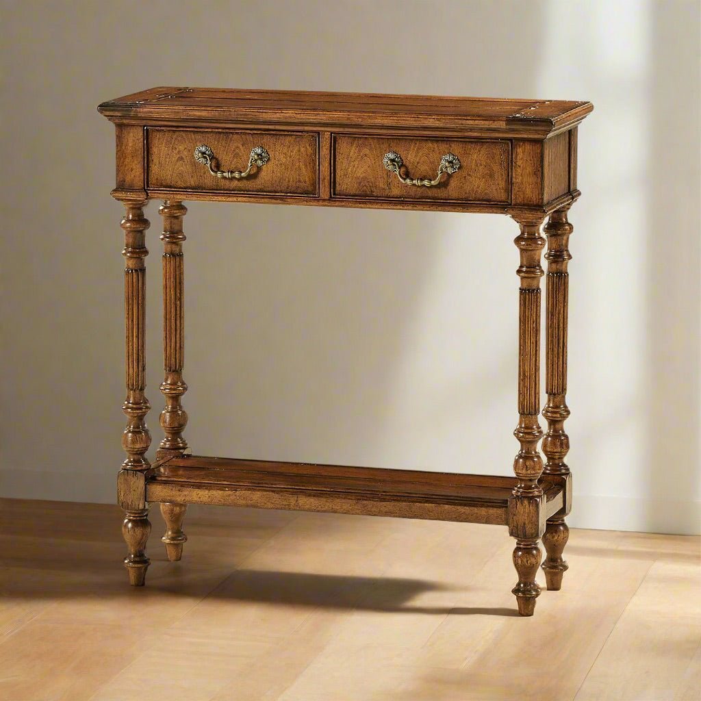 Jacobean Short Narrow Console Table - English Georgian America