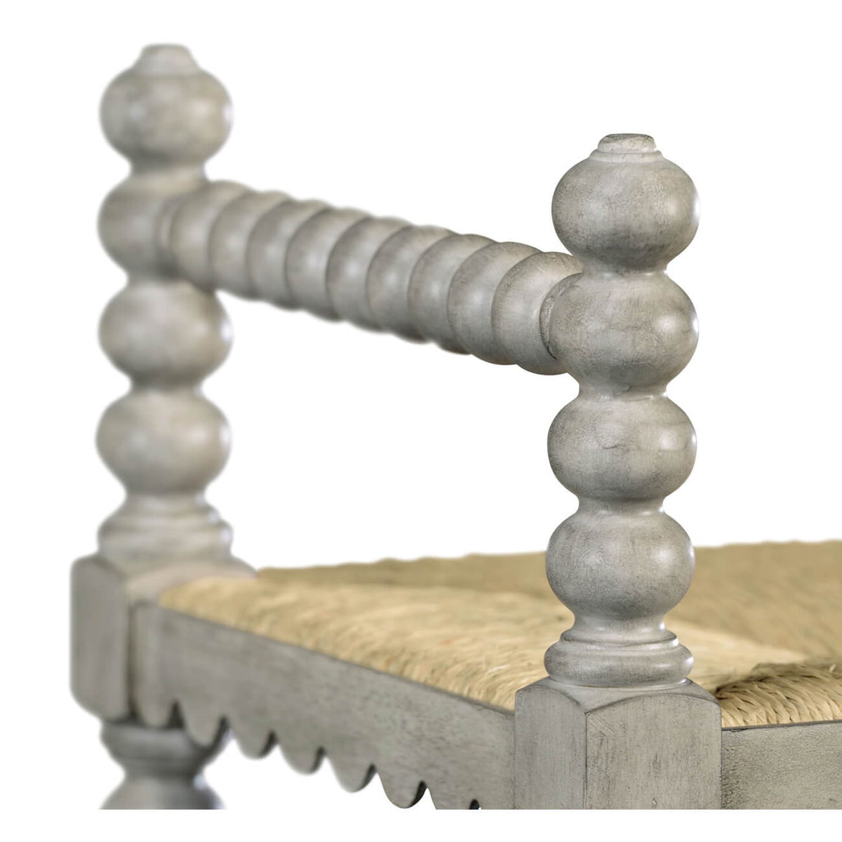 Jacobean Style Grey Painted Bench - English Georgian America