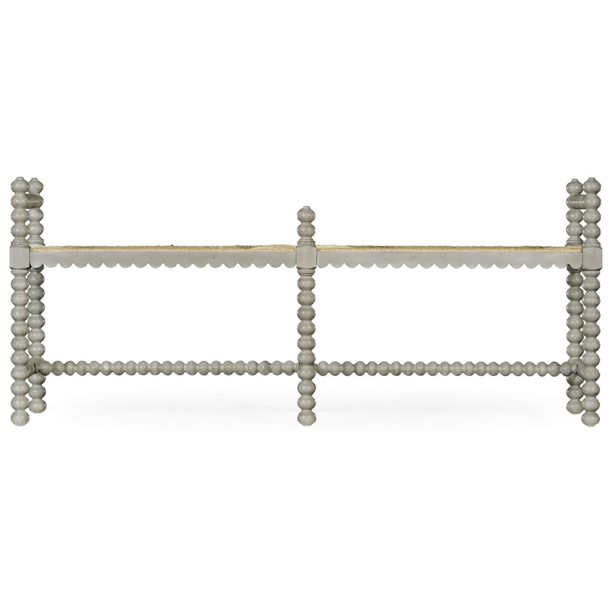 Jacobean Style Grey Painted Bench - English Georgian America