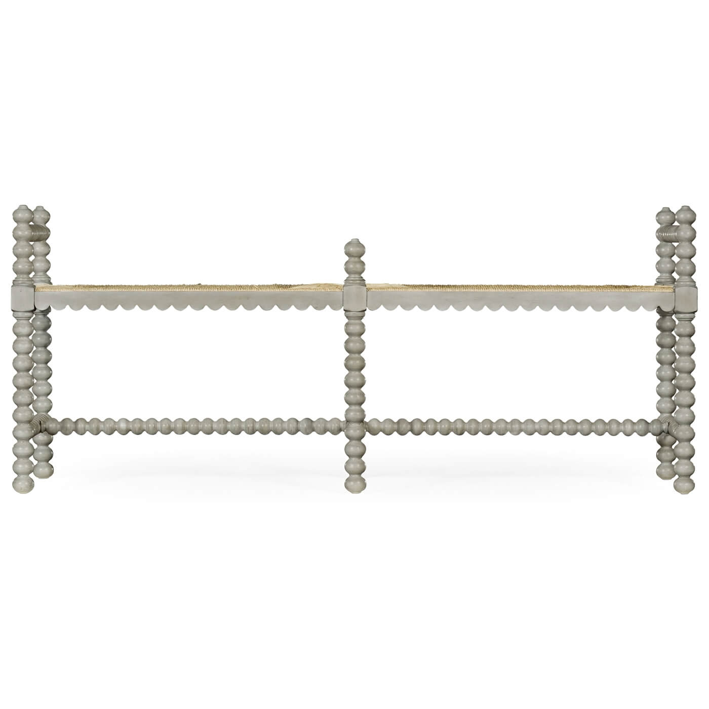 Jacobean Style Grey Painted Bench - English Georgian America