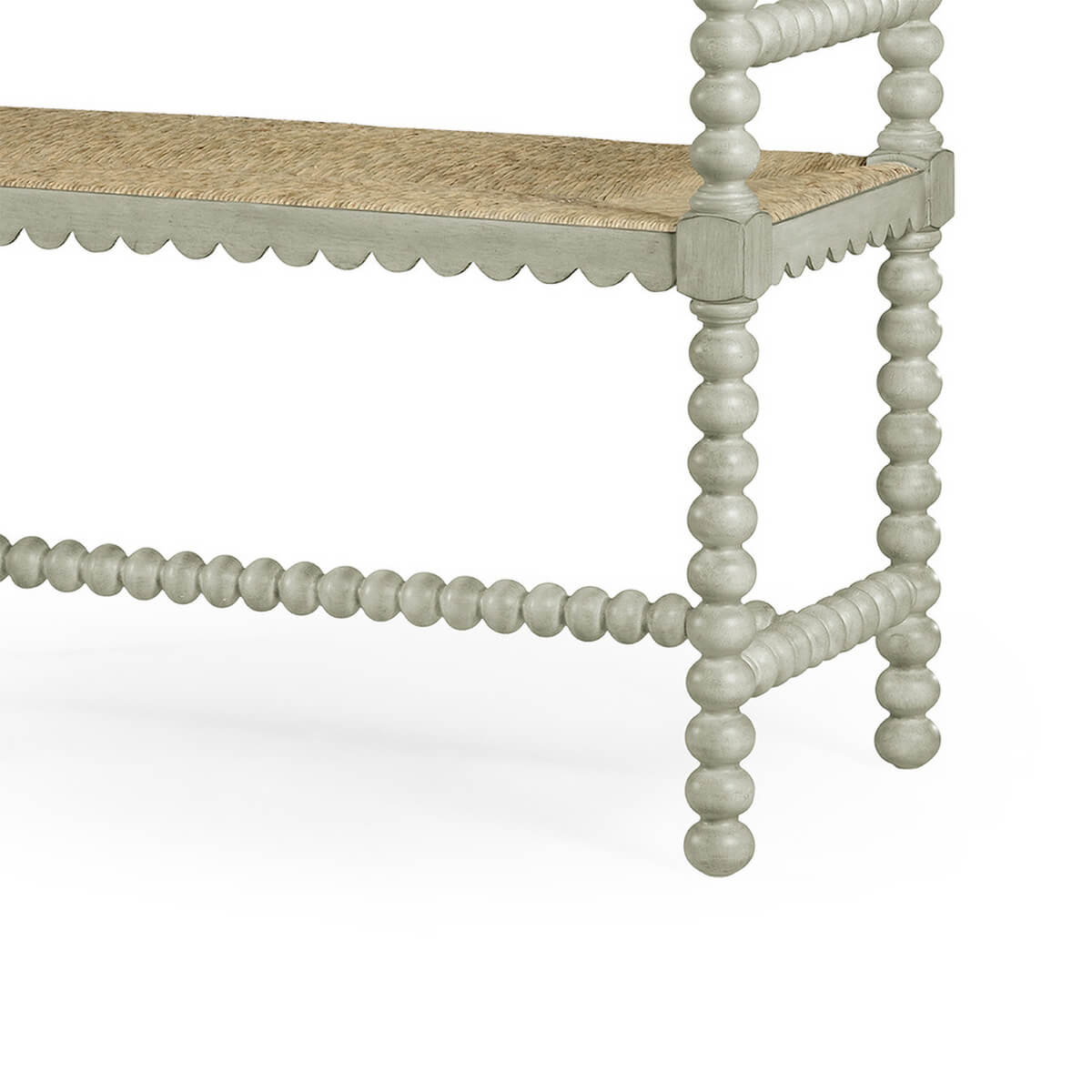 Jacobean Style Small Grey Painted Bench - English Georgian America