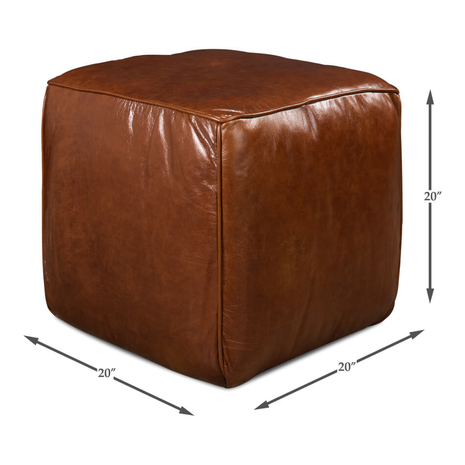 Jefferson Leather Sitting Cube - English Georgian America
