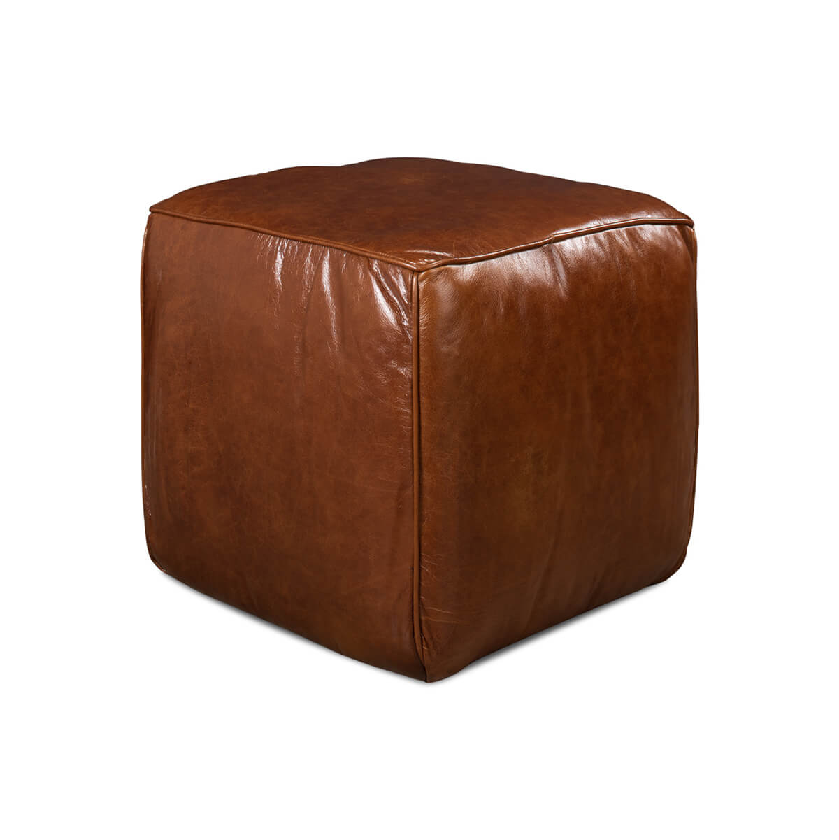 Jefferson Leather Sitting Cube - English Georgian America