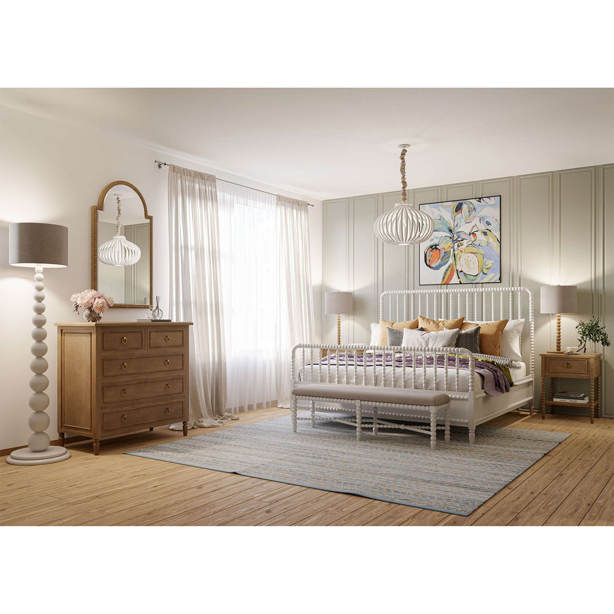 King Size White Spindle Bed Frame - English Georgian America