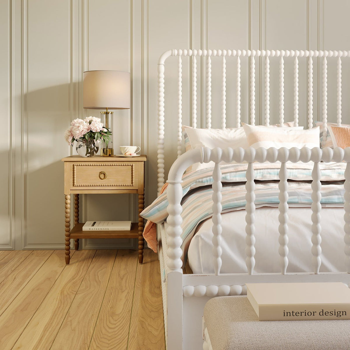 King Size White Spindle Bed Frame - English Georgian America