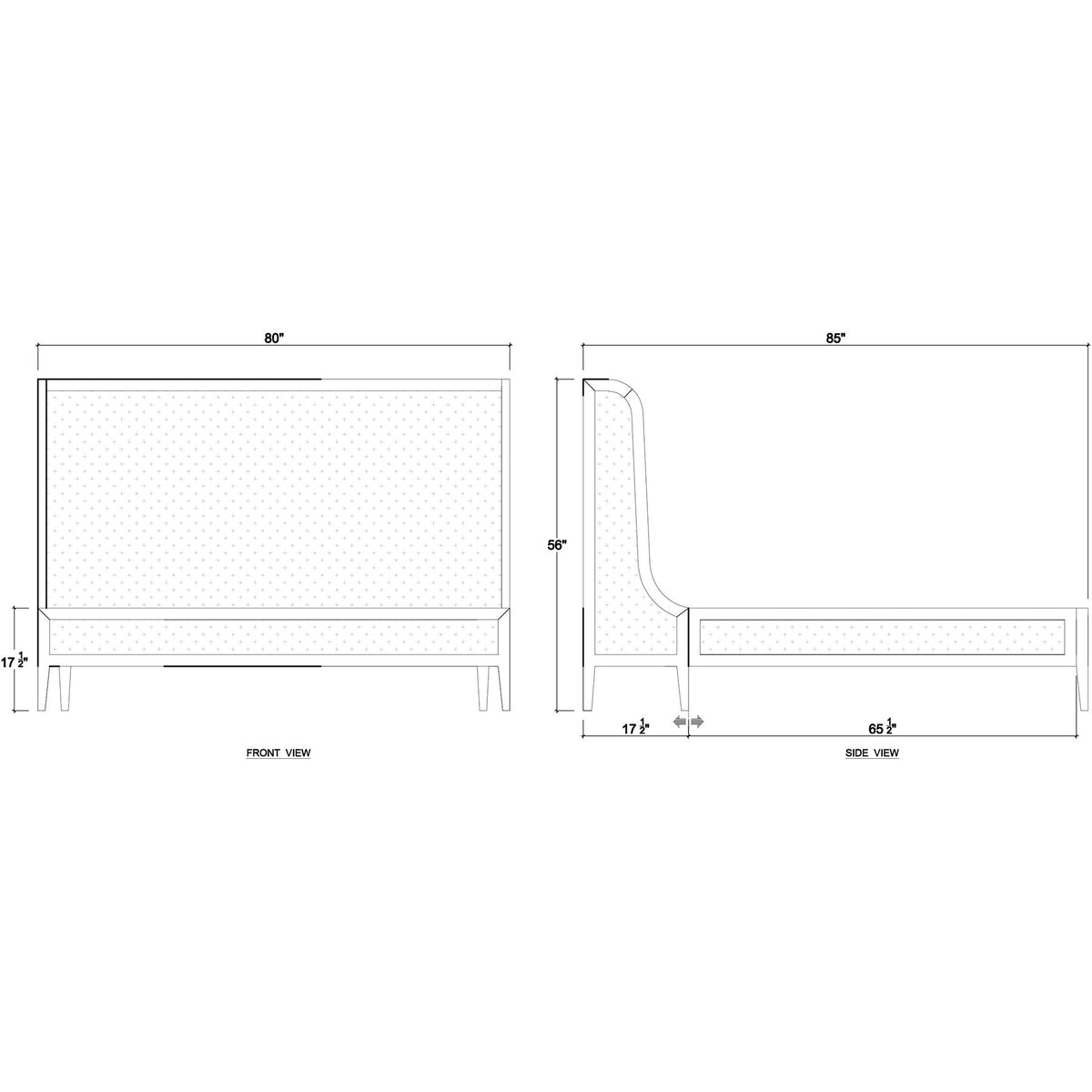 King Upholstered and Linen Wrapped Bed - English Georgian America
