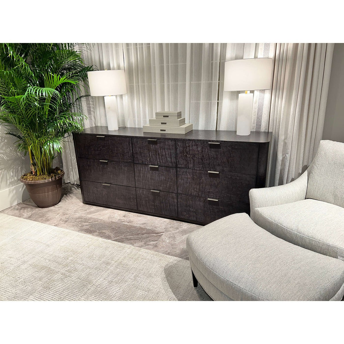 Large Black Art Deco Style Dresser - English Georgian America