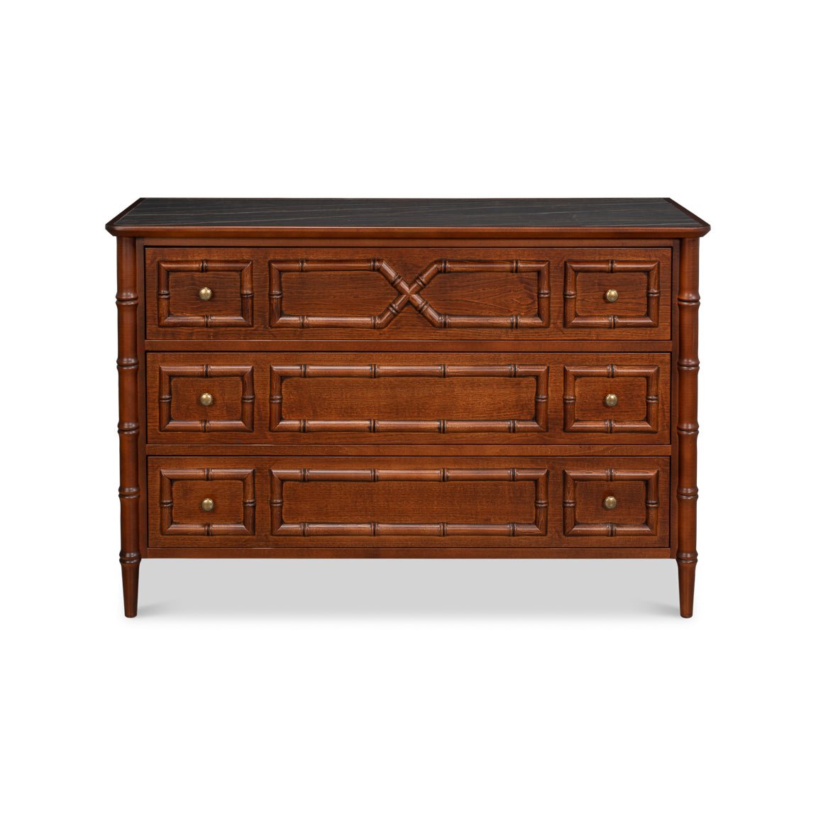 Large Faux Bamboo 3 - Drawer Chest - English Georgian America