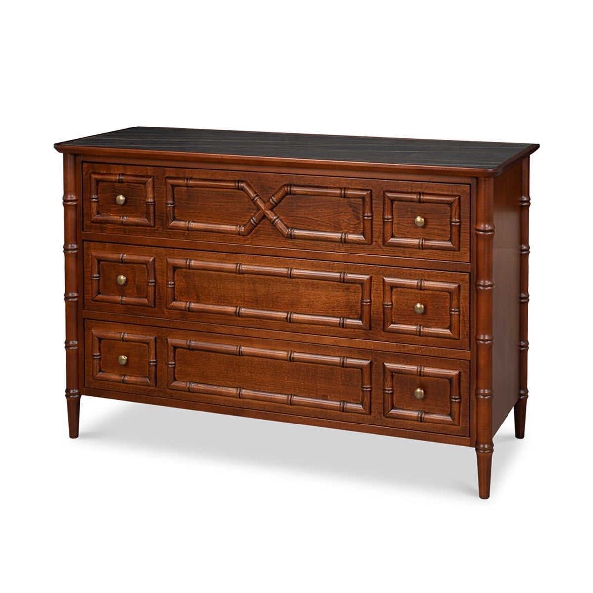 Large Faux Bamboo 3 - Drawer Chest - English Georgian America