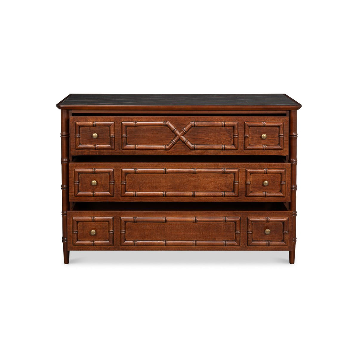 Large Faux Bamboo 3 - Drawer Chest - English Georgian America