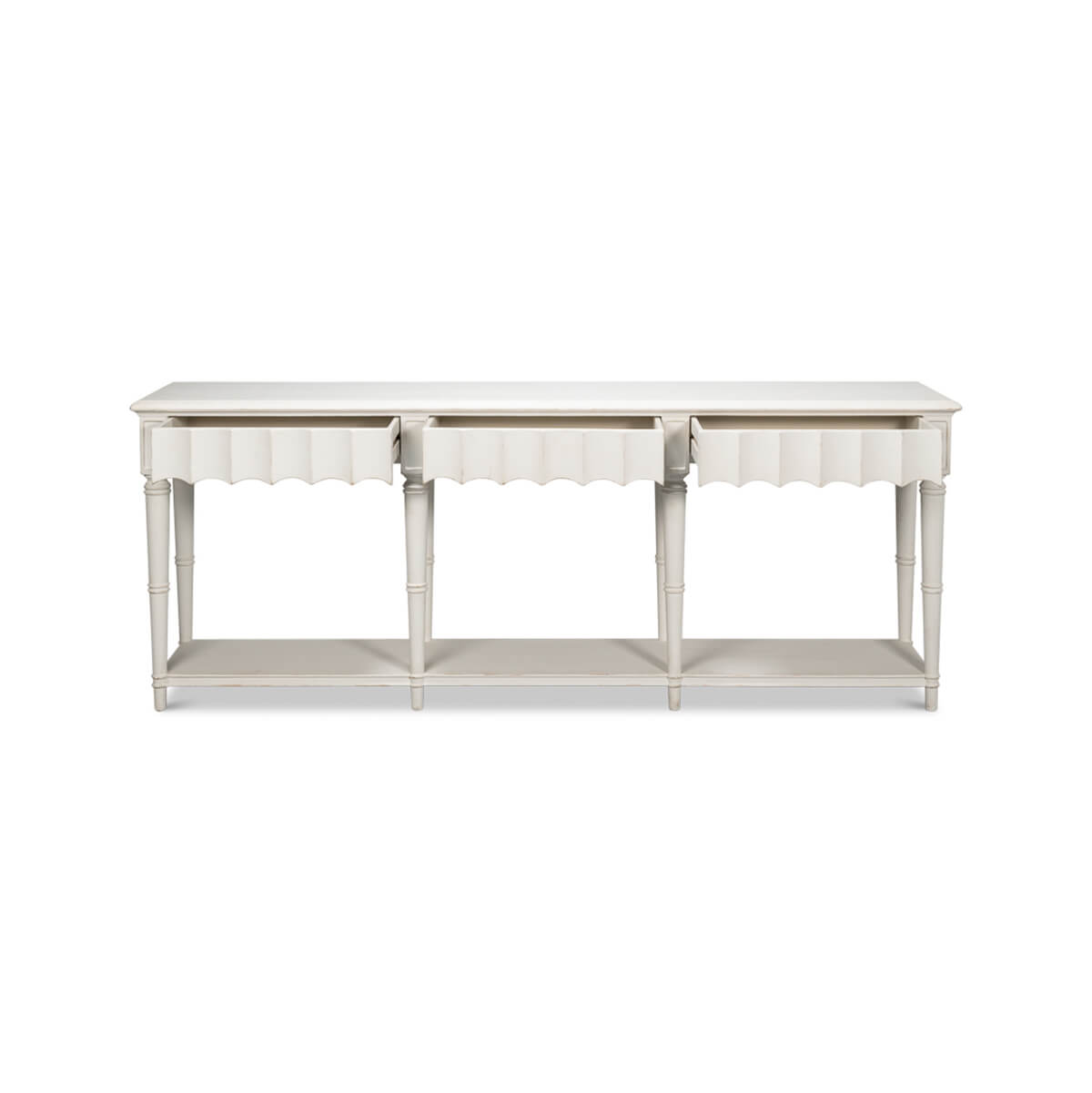 Large French Country Console Table - Antique White - English Georgian America