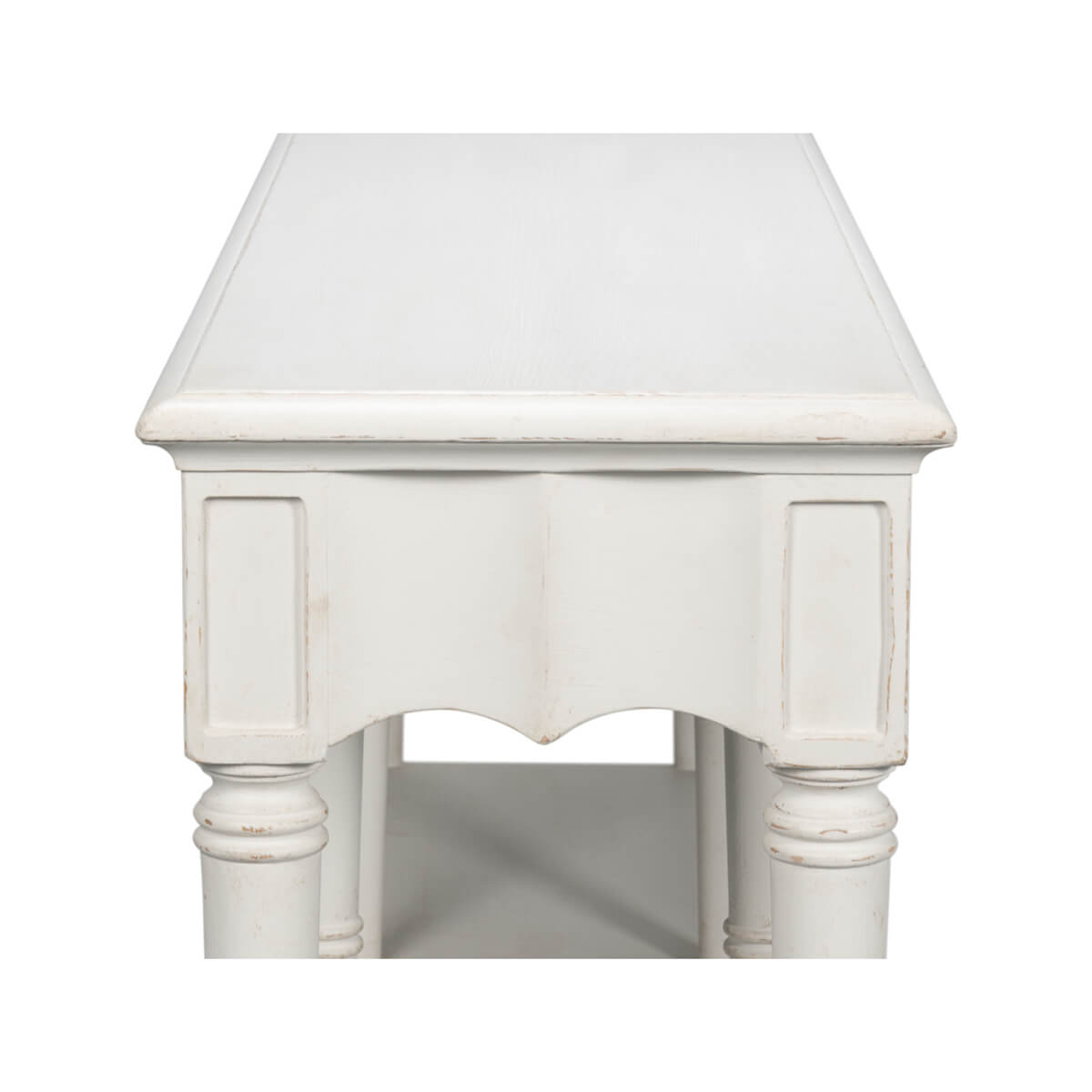 Large French Country Console Table - Antique White - English Georgian America