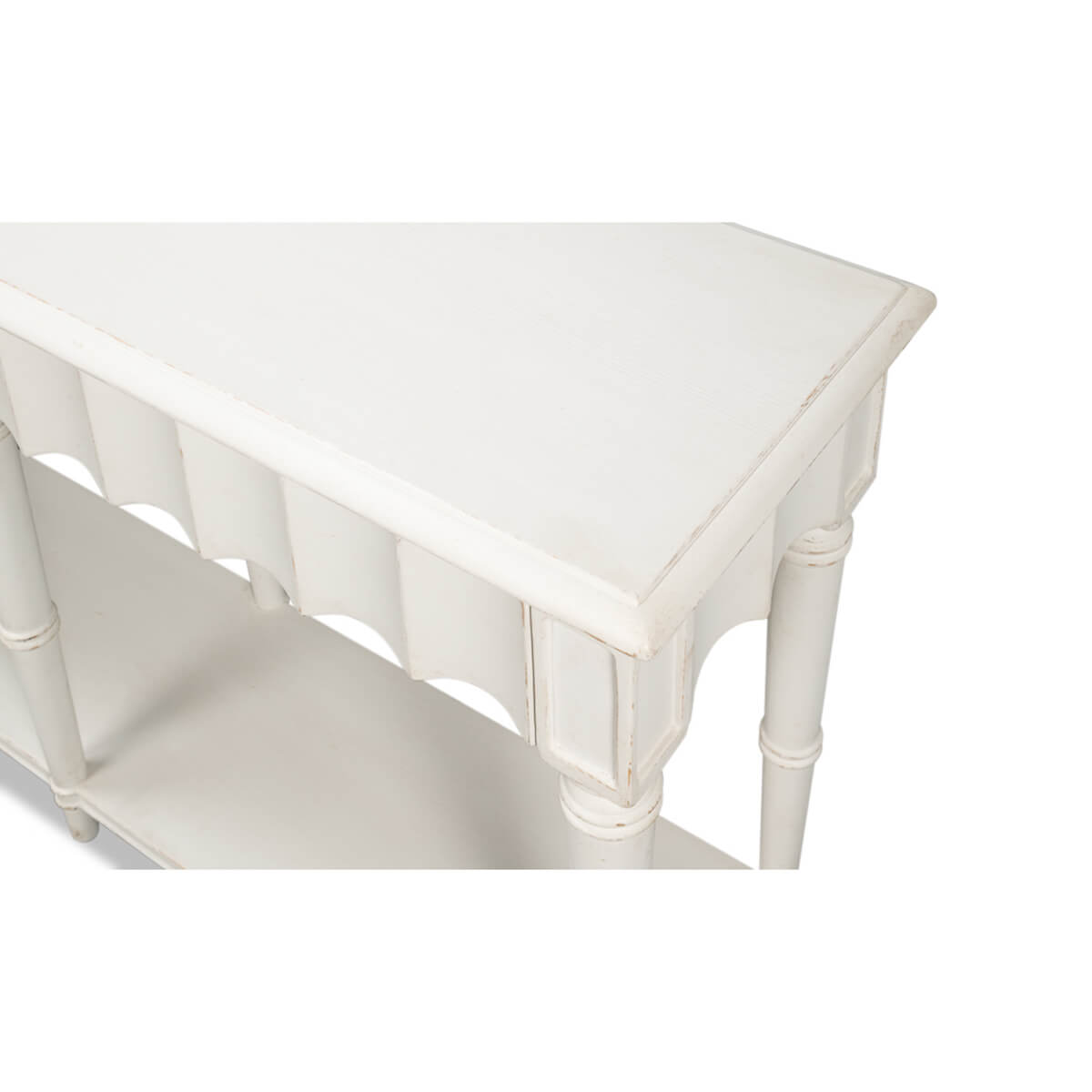 Large French Country Console Table - Antique White - English Georgian America