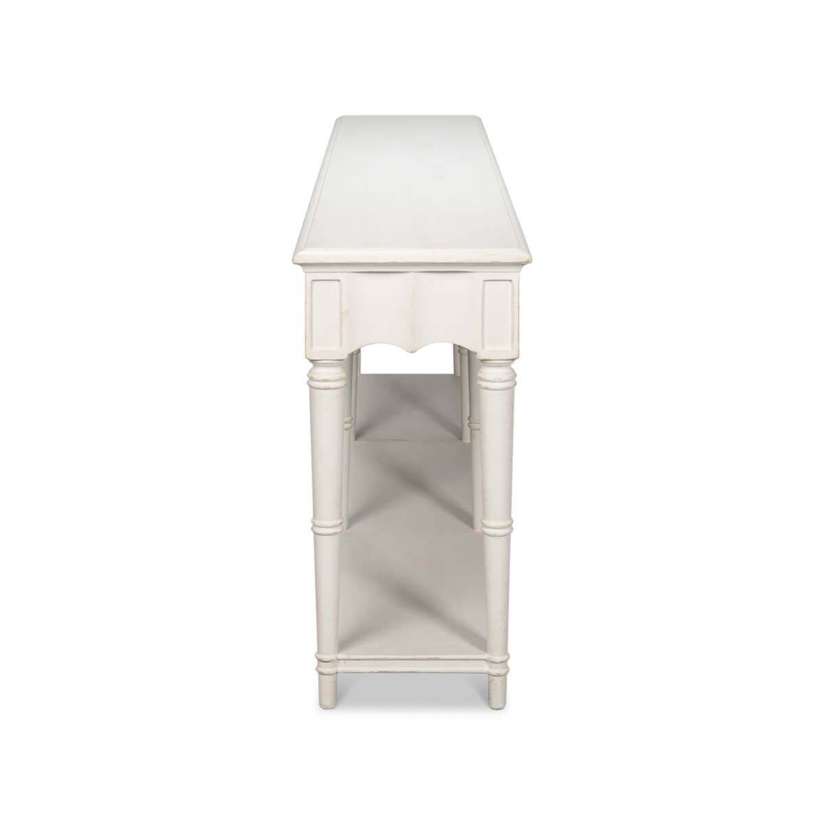 Large French Country Console Table - Antique White - English Georgian America