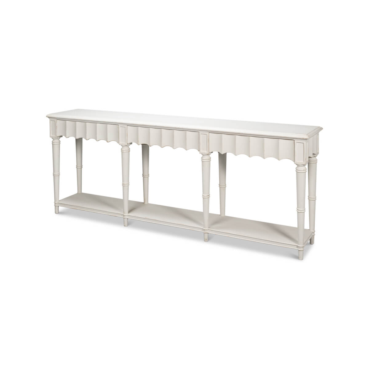 Large French Country Console Table - Antique White - English Georgian America