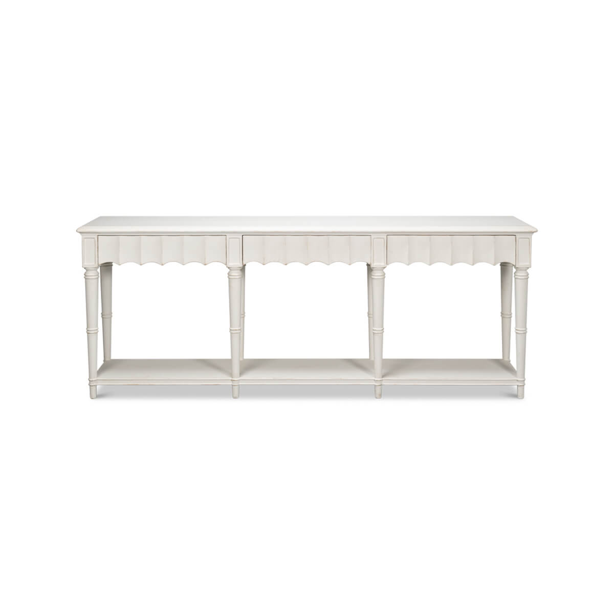 Large French Country Console Table - Antique White - English Georgian America