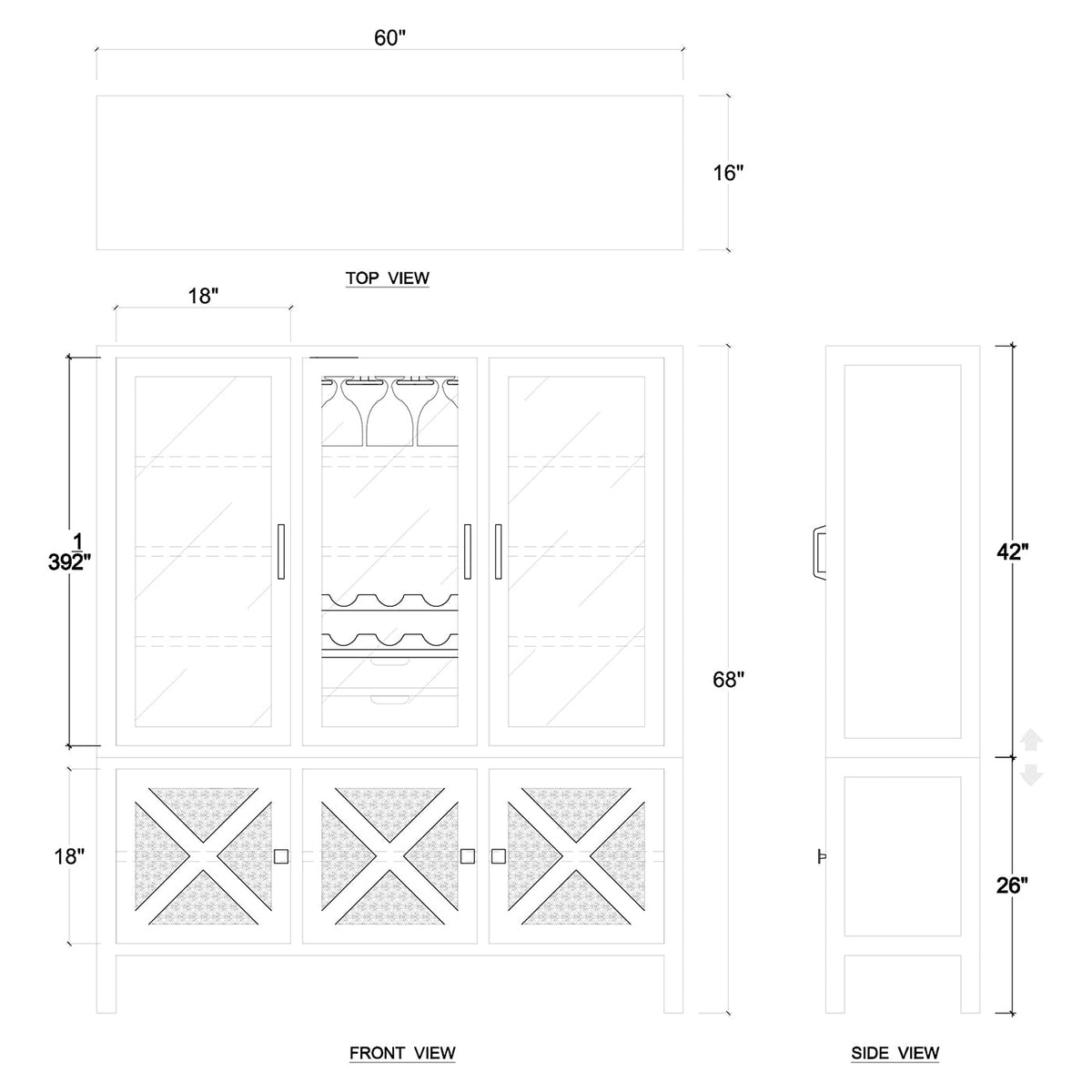Large French Country Wine Cabinet - English Georgian America