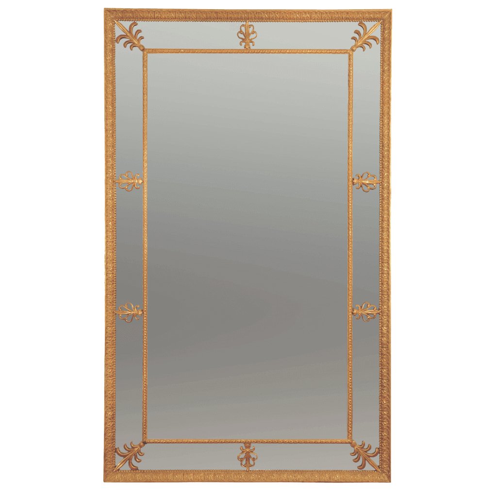Large George III Adam Border Glass Pier Mirror - English Georgian America