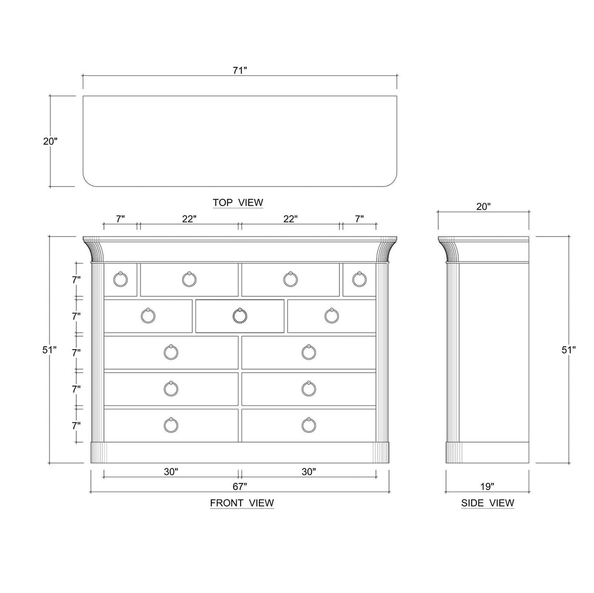 Large Linen Wrapped Dresser - English Georgian America