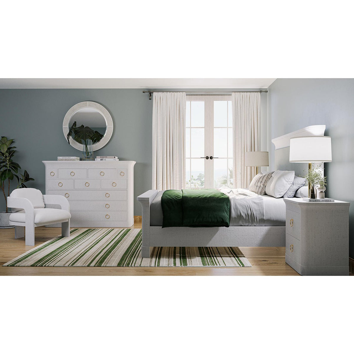 Large Linen Wrapped Dresser - English Georgian America