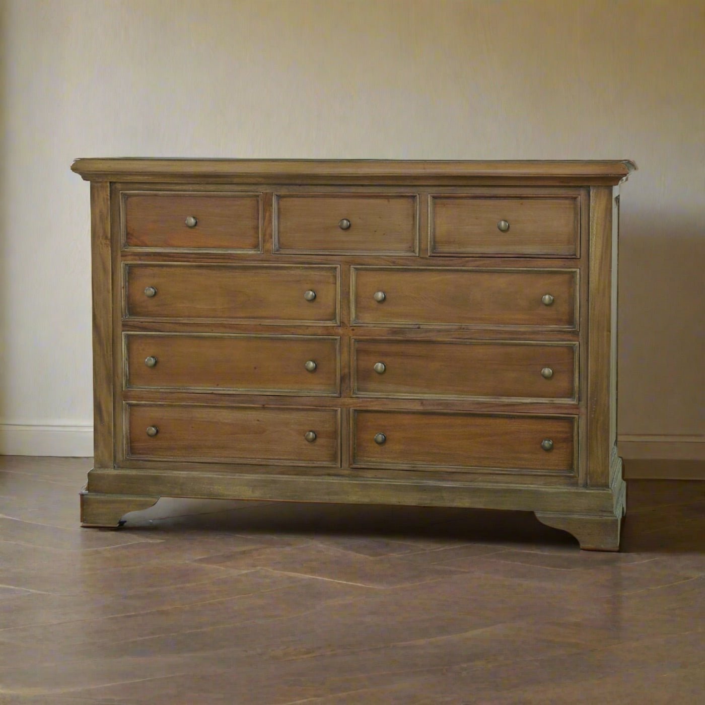 Large Mahogany Solid Wood Dresser - English Georgian America