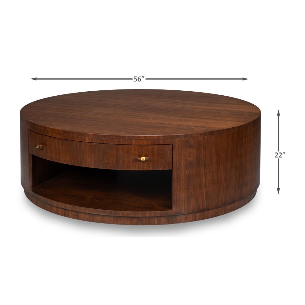 Large Mid - Century Modern Round Coffee Table - English Georgian America