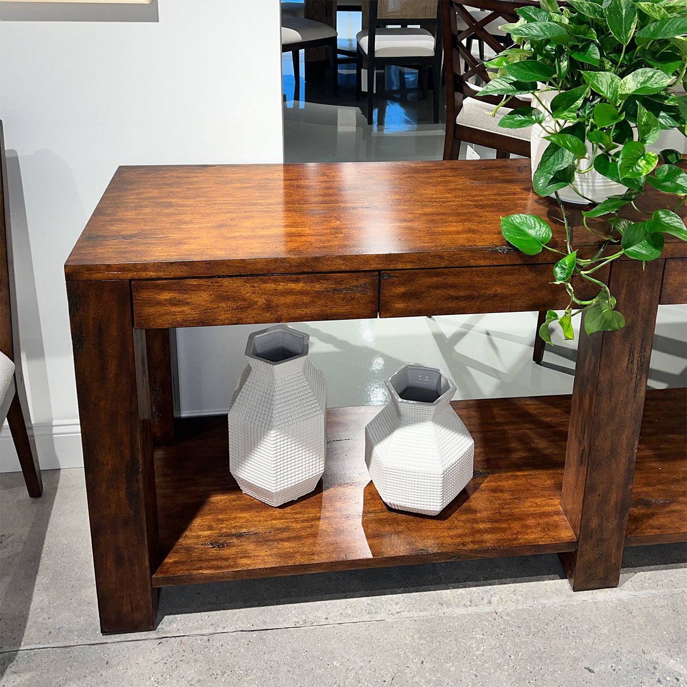 Large Modern Wood Console Table - English Georgian America