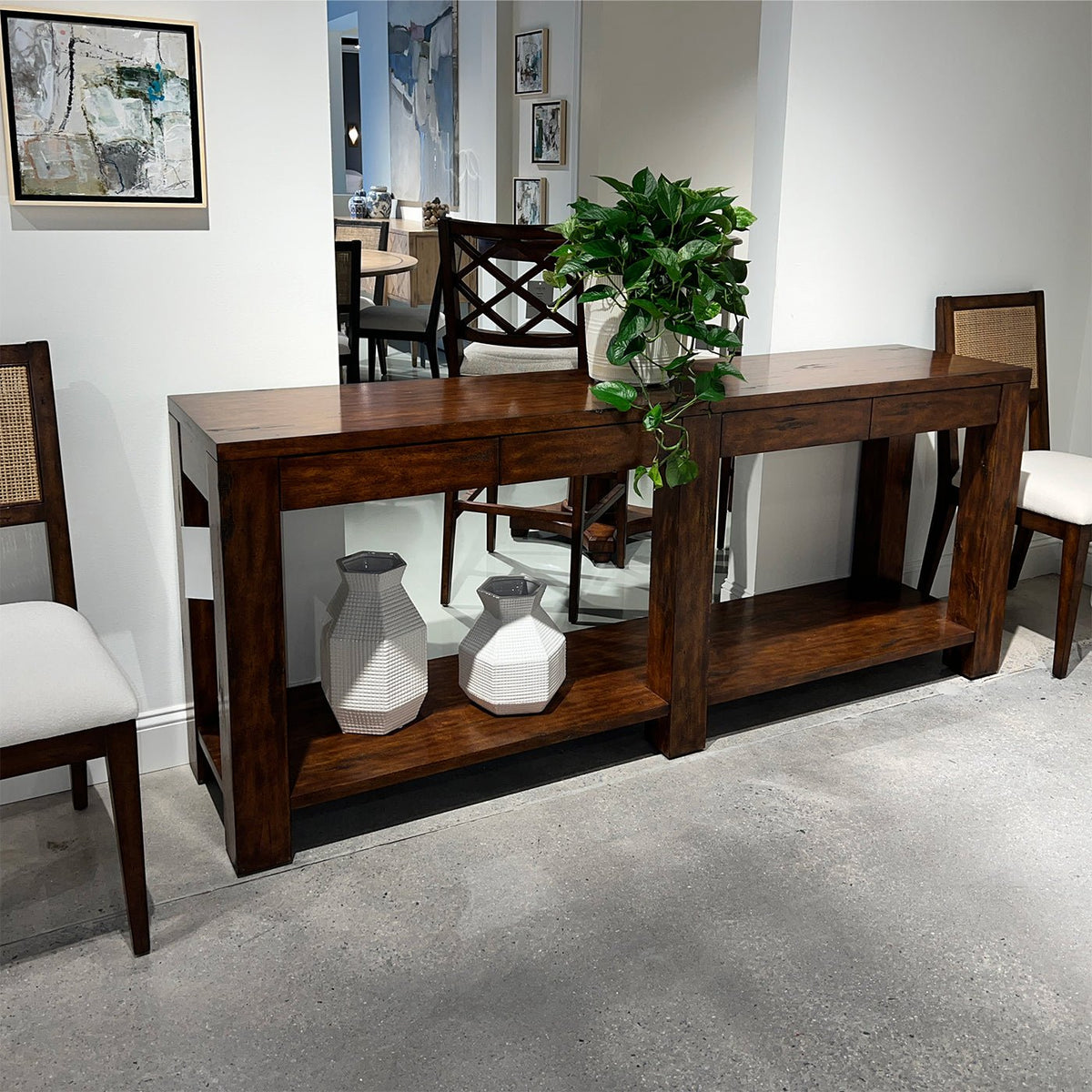 Large Modern Wood Console Table - English Georgian America