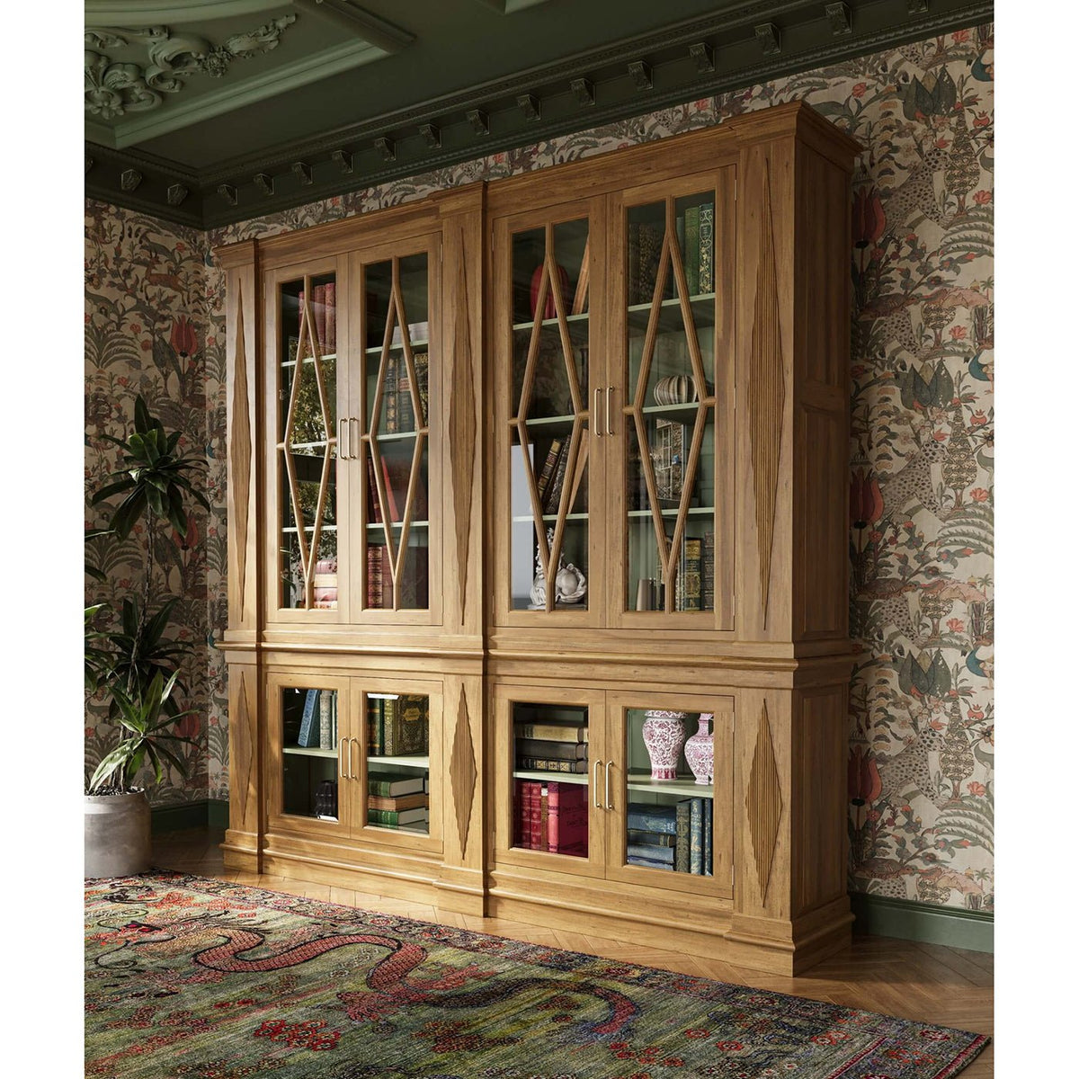 Large Neoclassic Wooden Bookcase - English Georgian America