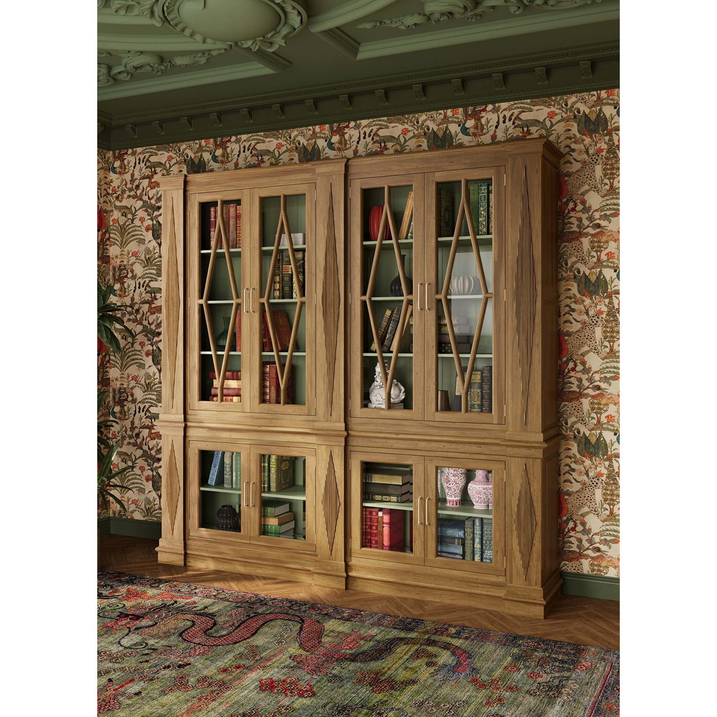 Large Neoclassic Wooden Bookcase - English Georgian America